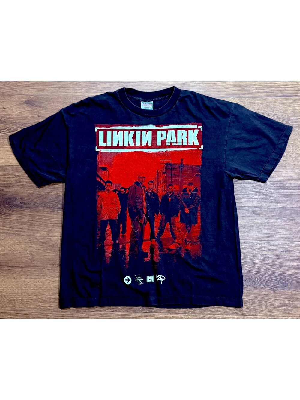 Vintage Linkin Park Hybrid Theory Tracklist Band T Shirt XL All Sport USA #15A